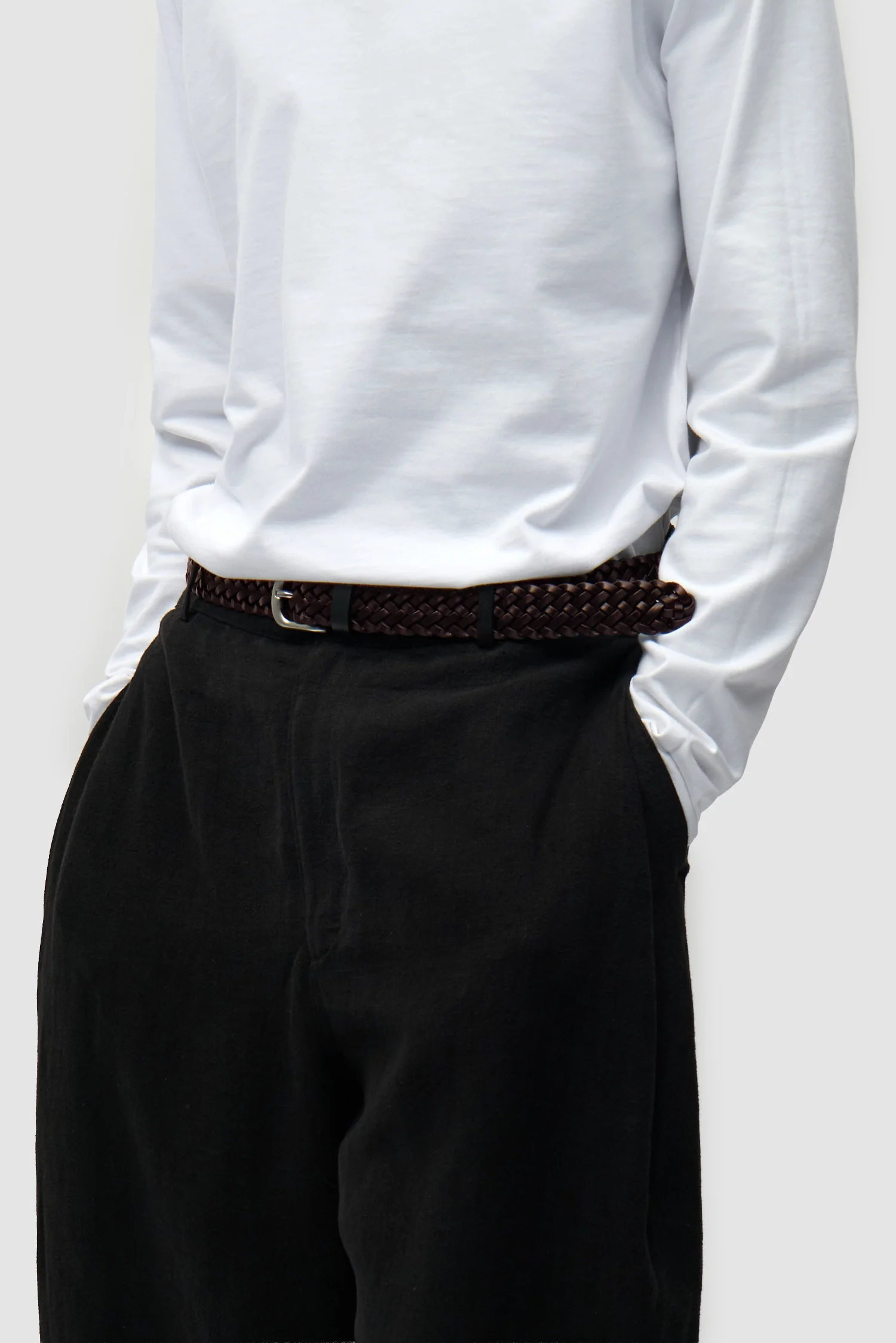 Braided Leather Belt - Brown - Image 3