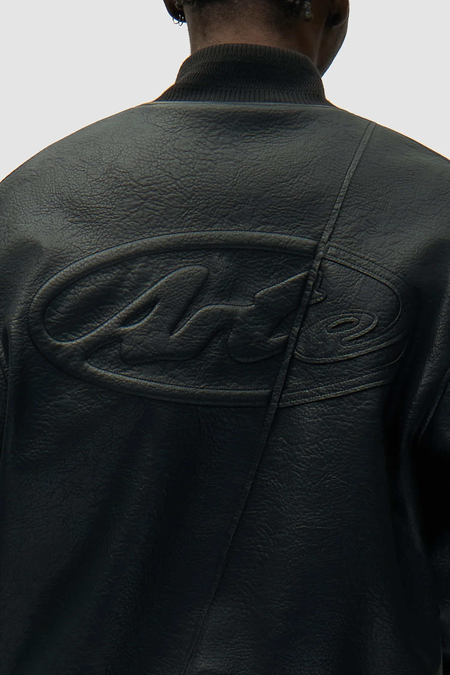 Leather Varsity Jacket - Black - Image 9